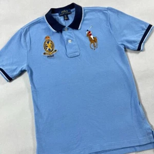 Polo Ralph Lauren Polo Shirt Boys Small 8 Blue Big Pony Crest Logo - Picture 1 of 14