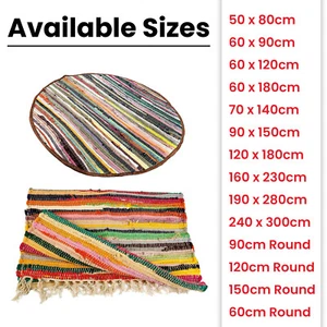 Chindi Rag Rug 100% Recycled Multicolored Fabrics Runner Handmade Floor Door Mat - Picture 1 of 14