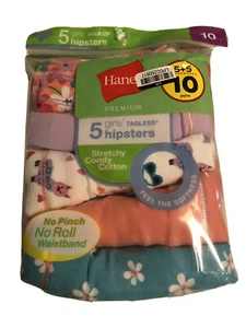 Hanes Premium Girls 10 Pack Stretchy Comfy Cotton Hipsters- Size 10 - Picture 1 of 4