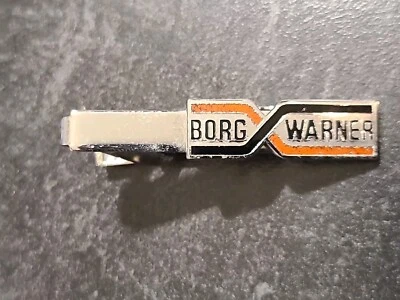 Borg Warner Vintage Silver Black & Red Enamel Transmissions Tie Clip Tack - Image 1 of 2