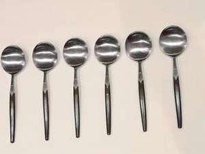 Set Of Six Viners International Polynesian Pattern Soup Spoons 18.8 cm VGC (#Z) - Picture 1 of 20