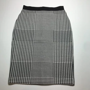 Gonna body donna Ann Taylor a matita con pied de poule bianca e nera elasticizzata XS nuova con etichette - Foto 1 di 17