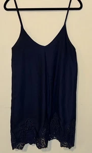 Tobi ~ Vestido sin Mangas Azul Marino Halter Encaje ~ Para Mujer Talla Mediana - Imagen 1 de 6
