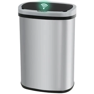 13 Gallon Kitchen Trash Can Automatic Touch Free Garbage Can with Lid Stainless - Picture 1 of 7