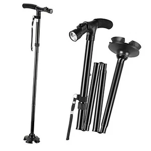 Foldable Ergonomic Walking Cane Crutch for Men & Women, with LED Light, - Picture 1 of 8