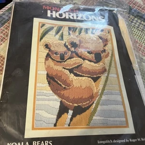 Monarch Horizons Vintage Koala Bears Longstitch Needlepoint Kit LS130 RARE - Picture 1 of 6