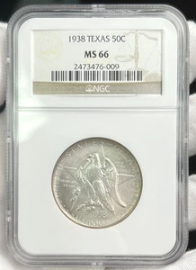 1938 Texas Centennial Commemorative Silver Half Dollar 50c Coin NGC MS66 - Picture 1 of 5
