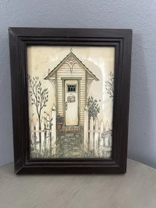 POWDER ROOM COTTAGE OUTHOUSE BY LINDA SPIVEY FRAMED ART PRINT - Bild 1 von 3