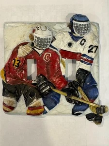 Hockey Players Double SWITCH (1) Wall Plate Cover sport boy's decor room #13 #27 - Picture 1 of 3