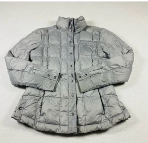 Athleta Down Puffer Jacket Women’s Small Light Gray Mock Neck Coat - Picture 1 of 7