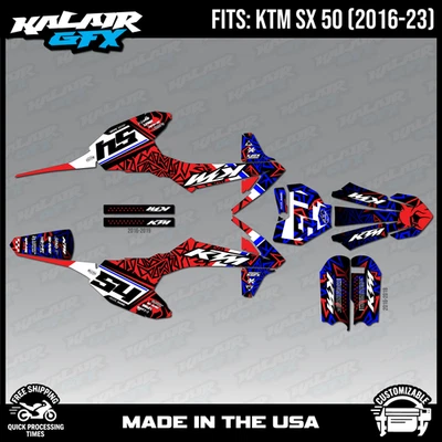Kit Gráficos para KTM 50SX SX50 50 SX (2016-2023) Serie Cyrus - Rojo Foto 1 de 4