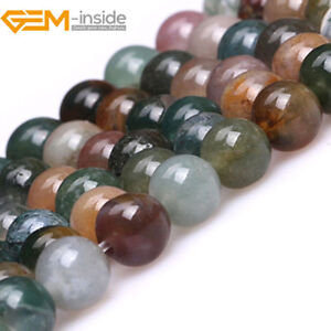 Natural Gemstone Indian Agate Round Loose Beads For Jewellery Making Strand 15"