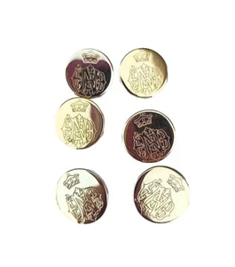 VTG Set of 6 Royal Crown Monogram Old Harrods Knightsbridge Italian Made Buttons - Picture 1 of 5