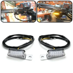 2pcs Mini Motorcycle LED Turn Signal Light Indicator Clear Universal Chrome SU - Imagen 1 de 9