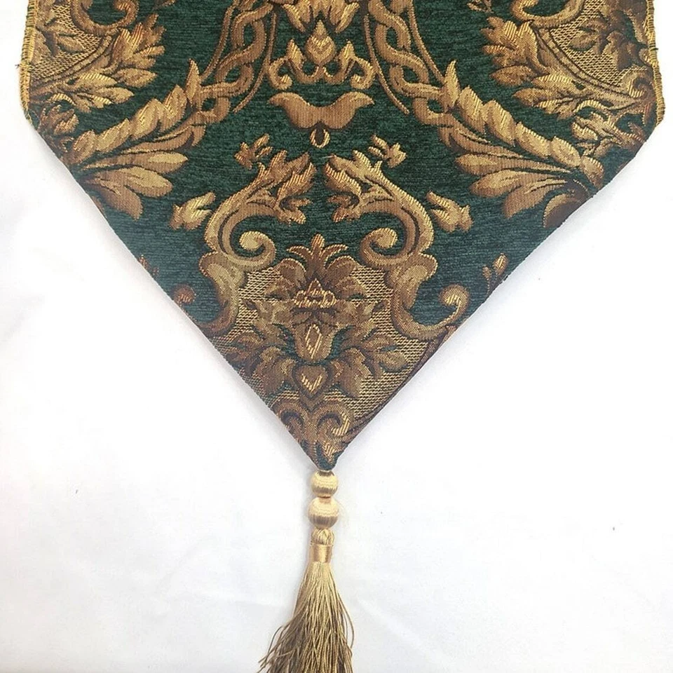 LA CONTINENTAL FABRIC Table Runner Chenille fabric Luxury Damask 13" wide, Available in 70" , 90" ,108