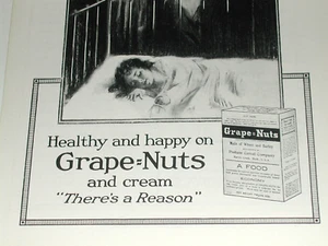 1921 GRAPE NUTS cereal advertisement, Postum, sleeping baby in crib, print ad - Bild 1 von 3