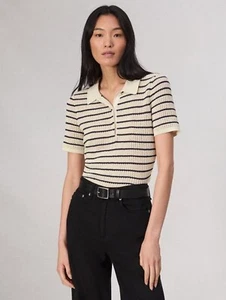 Rag Bone Top Womens Medium Viola Stripe Polo Shirt Sweater Knit Preppy Summer - Picture 1 of 5