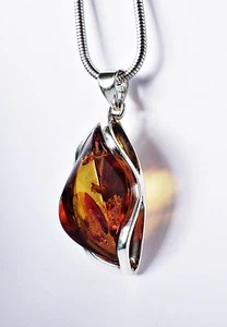 SCHMUCK-STCK Anhänger BERNSTEIN Silber Silberöse Stein Heilstein groß - Bild 1 von 4