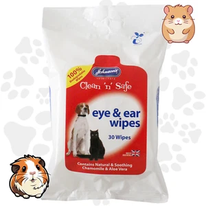 Johnson's Small Animal Eye & Ear Wipes 30pk - Gentle, Biodegradable, Chamomile - Picture 1 of 3