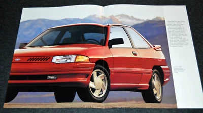 1992 FORD ESCORT GT ORIGINAL DEALER INFORMATION FOLDOUT POSTER PRINT AD 92 - Image 1 of 2