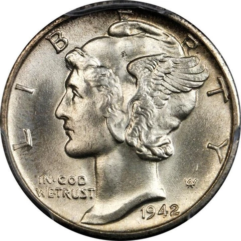 1942/1-D PCGS MS66FB Key Variety Mercury Dime 10C Cover