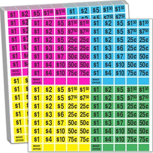 2240 Pcs Garage Sale Stickers 1/2" X 3/4" Yard Sale Price Sticker Rectangle Pre- - Picture 1 of 12