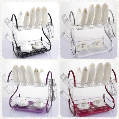 2-уровневый сливной лоток для тарелок чаши кружки сушильные тарелки стойка для раковины - Изображение 1 из 4