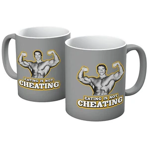 ARNOLD SCHWARZENEGGER EATING IS NOT CHEATING BODYBUILDING GYM MUG IN ALL COLOURS - Picture 1 of 11
