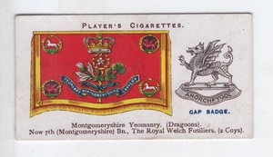 Players Drum Banners & Cap Badges 1924 #47 Montgomeryshire Yeomanry (Dragoons)