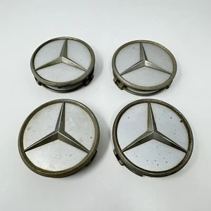 Mercedes Benz SET OF 4 Silver 75 mm/2.95in Wheel Center Caps OEM - Picture 1 of 9