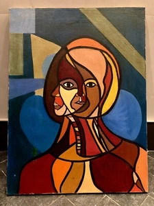 1960’s Cubist Oil Painting School of Peter Max - Male And Female Resecting Egos - Picture 1 of 6