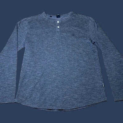 Volcom Sweater Mens Small Gray Pullover Long Sleeve Thermal Waffle Knit Y2K - Image 1 of 4