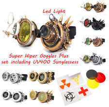 Occhiali da Sole Steampunk Cyber Gotici Cosplay Antico Vittoriano Con LED
