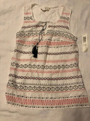 Top de mezclilla tribales para mujer blusa bordada sin mangas boho hippie geométrica XS Foto 1 de 4