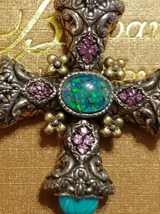 Potenciador de cruz de ópalo y turquesa retirado Barbara Bixby - Imagen 1 de 7