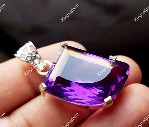 50+ kt lila Amethyst ausgefallener Schliff Deutsch Silber Solitär lose Edelstein - Bild 1 von 5