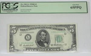 1950-B $5 San Francisco FRN PCGS Gem New 65 PPQ Fr#1963-L - Picture 1 of 4