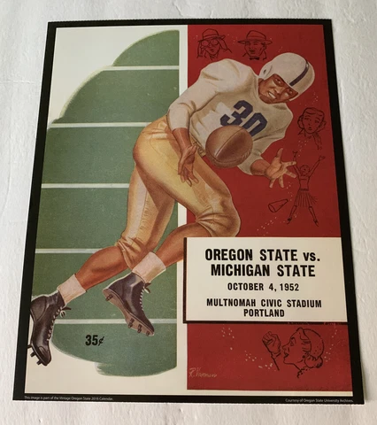 Oregon State Beavers v Michigan State Football 1952 Program Poster Print 14”x11” Cover