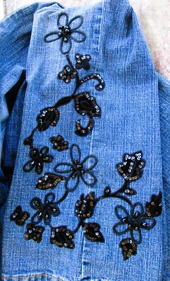 Pantalones de mezclilla Coldwater Creek para mujer talla 10 bootcut cuentas adornadas lentejuelas Foto 1 de 4