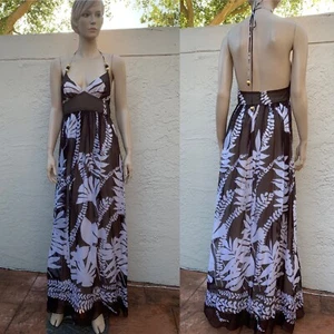 MILLY GORGEOUS MAXI HALTER FLORAL 100% SILK DRESS SZ 6 - Picture 1 of 9