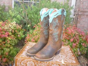 Women's NIB 6 B M Justin Silver Collection Stampede Sevana Cowboy Boots SVL7311