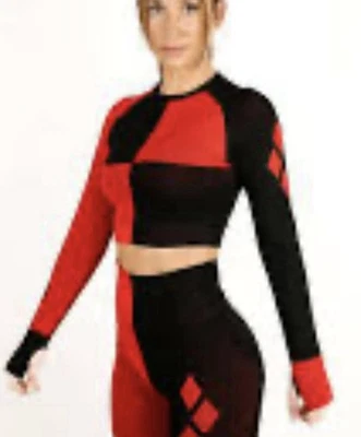 Camiseta corta gótica DC Harley Quinn XL roja/negra cosplay Alt Grunge ropa de calle Foto 1 de 4