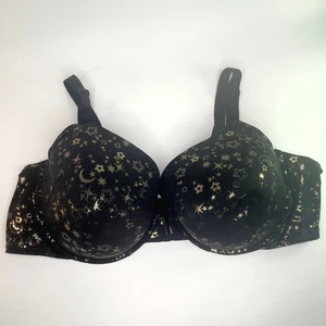 Torrid Mujer Talla 48D Camiseta Perfecta Sujetador Forrado LT - NEGRO con Estrellas Doradas - Imagen 1 de 10
