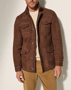 Brown Field Leather Jacket for Men Pure Suede Size S M L XXL 3XL Custom made - Picture 1 of 8