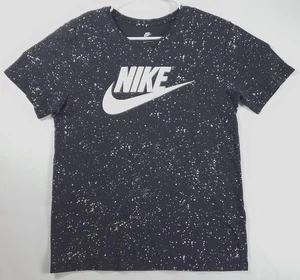 Nike T-Shirt Men Medium Black Paint Splatter Print Short Sleeve Cotton Crew Neck - Picture 1 of 9