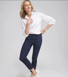 Chico's So Slimming Girlfriend Slim Leg Crop Jeans Sz1.5 Women 10R Stretch 33x26 - Picture 1 of 15