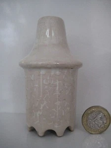 ANTIQUE FRENCH POTTERY PIE FUNNEL VENT NOVELTY UNUSUAL TURRET SHAPE ....DAMAGED - Picture 1 of 15