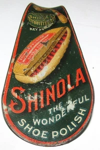 Vintage Shinola Shoe Polish Shoe Horn Tin Litho by Chas. W. Shonk - Picture 1 of 4