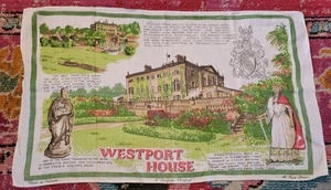 Vintage made in Ireland Linen Westport House tourist souvenir tea towel Browne - Picture 1 of 2