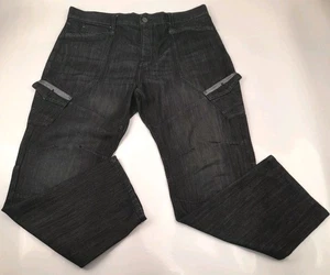 Airwalk Cargo Y2k Herren Denim Jeans Taschen Schwarz Gr. UK 38 Taille 32 Regular - Bild 1 von 24